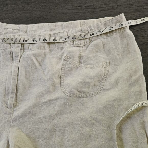 J Jill Sz 4XL  Tan Linen Crop Capri Pants Lagenlook Minimalistic Coastal Summer - Picture 4 of 8